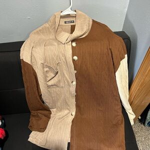 Two-Tone Brown and Cream Men's Shirt